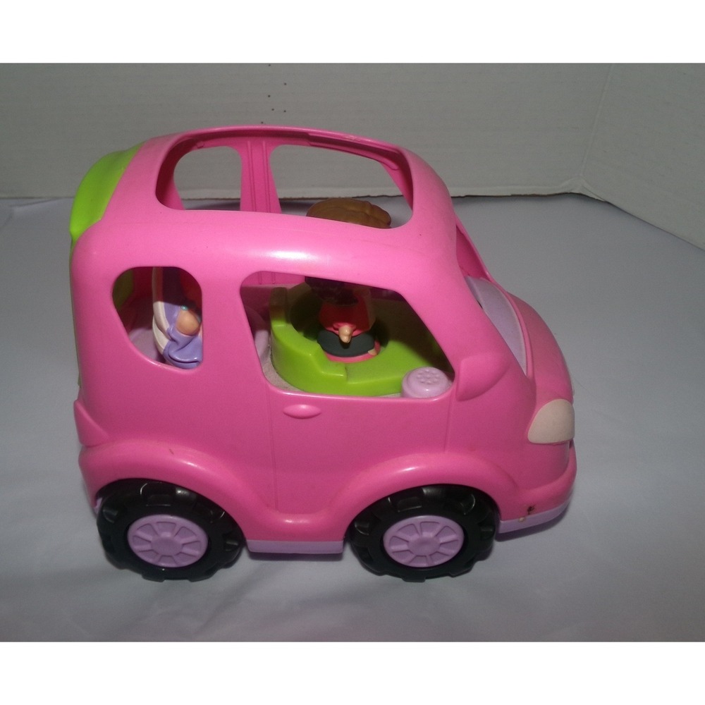 Fisher Price Little People Pink SUV Car with Mom and Baby Figures Set